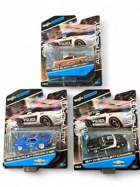 Maisto 1:64 Police Car Set 1955 Buick Century, 1968 & 1971 Chevy Camaros